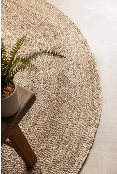 Tappeto rotondo greige in iuta reversibile ø 140 cm Braided – Hanse Home