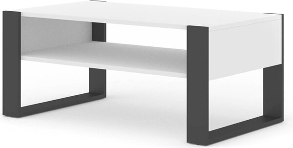 Tavolino Tavolino Nuka F 110x60 cm Tavolino Tavolo con ripiano bianco mat nero