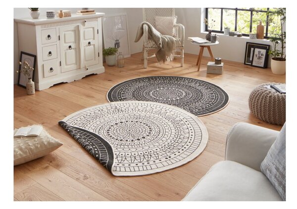 Tappeto da esterno nero e crema, ø 200 cm Porto - NORTHRUGS