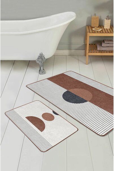 Tappetini da bagno bianco-marrone in set di 2 pezzi 60x100 cm - Mila Home