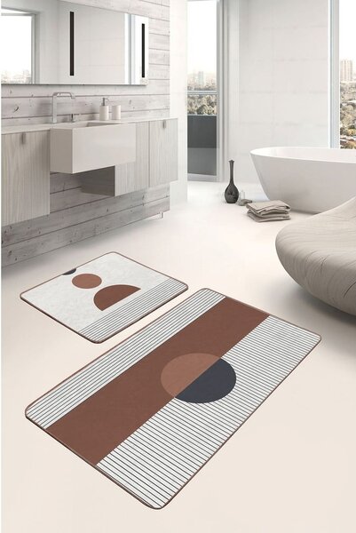 Tappetini da bagno bianco-marrone in set di 2 pezzi 60x100 cm - Mila Home