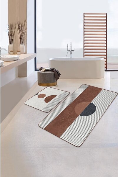 Tappetini da bagno bianco-marrone in set di 2 pezzi 60x100 cm - Mila Home