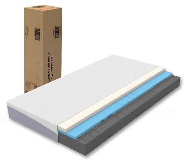 Materasso in schiuma 140x200 cm, materasso a doppio lato con supporto H3/H4, altezza 20 cm, OEKO-TEX, rivestimento removibile, colore grigio/bianco