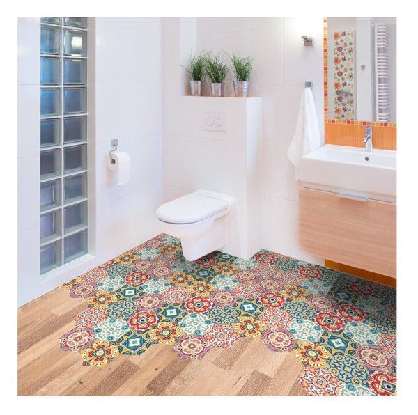 Set di 10 adesivi per pavimenti Esagoni adesivi per pavimenti, 40 x 90 cm Lorena - Ambiance