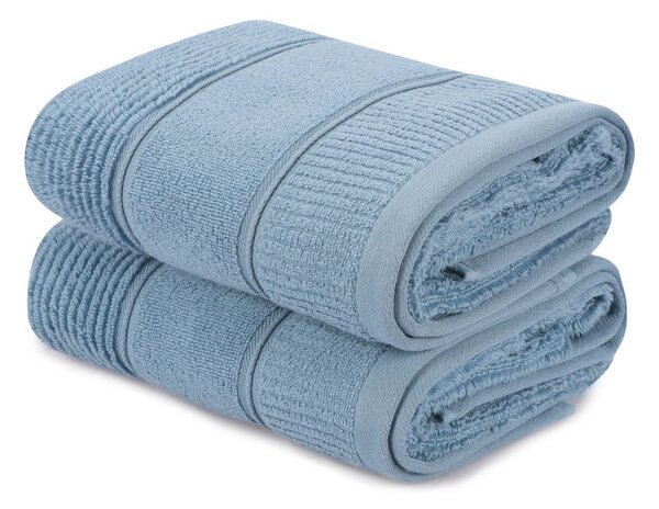 Set di 2 asciugamani in cotone blu, 50 x 90 cm Daniela - Foutastic