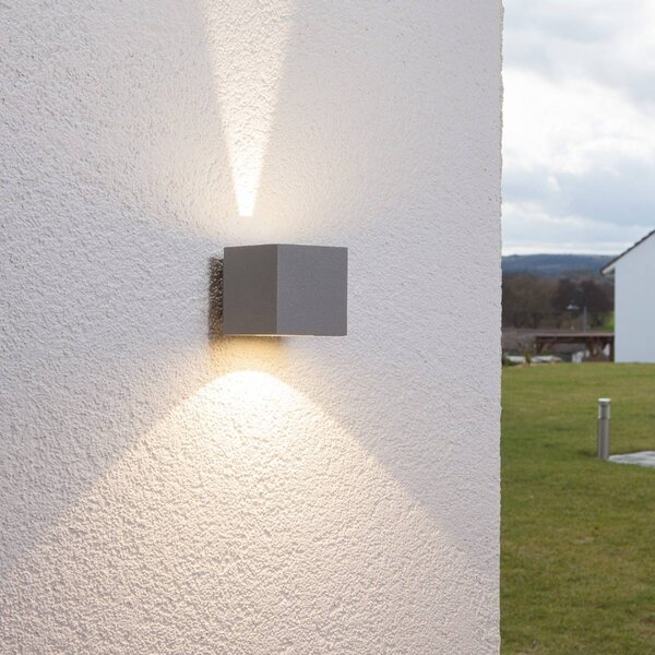 Applique da esterni a LED JARNO Lucande, Alluminio / Grigio / Zincato, Alluminio, Moderno, Applique LED da esterni