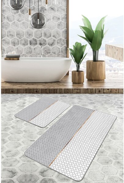 Tappetini da bagno grigi in set da 2 100x60 cm - Minimalist Home World