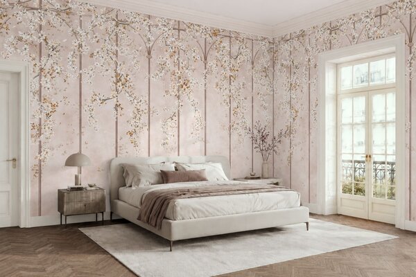 Carta da parati Rami bianchi in fiore su un traliccio decorativo, Carta da parati Buffer, w05923 : Uwalls.it