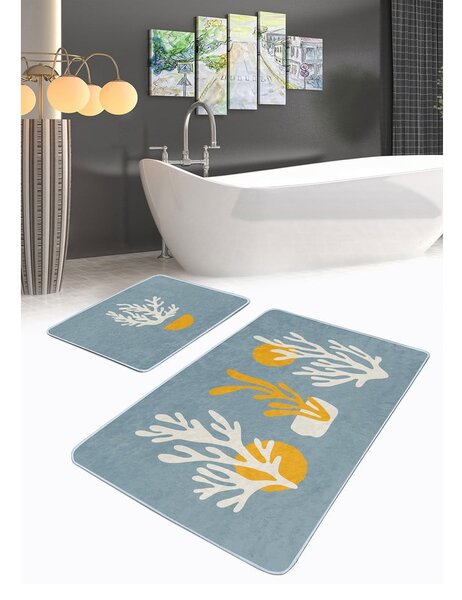 Tappetini da bagno blu in set da 2 100x60 cm - Minimalist Home World