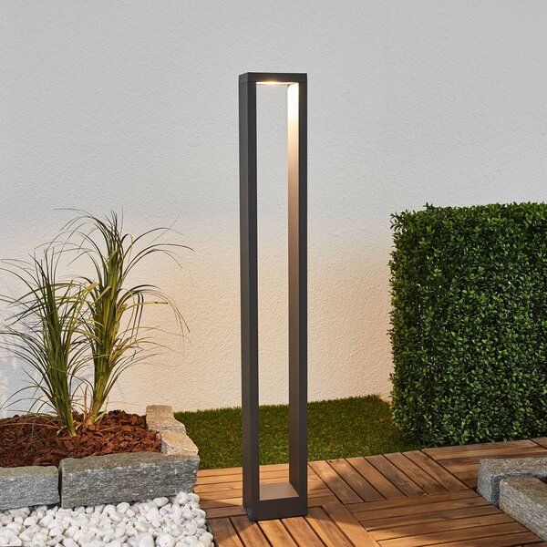Lucande Lampione a LED Jupp, set di 4, grigio grafite, alluminio, 90 cm
