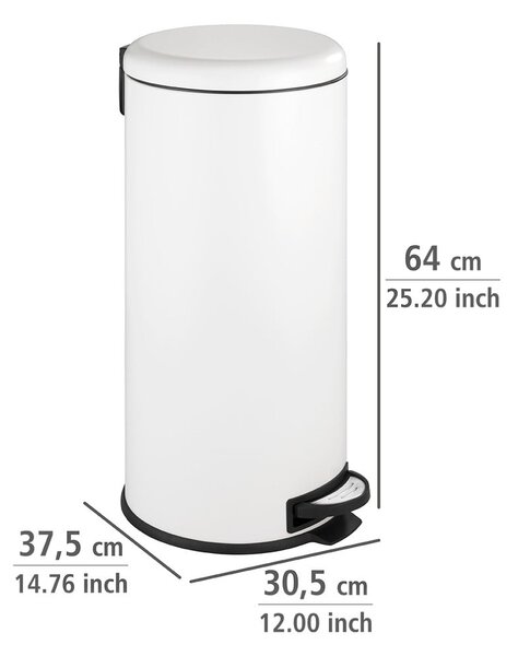 Bidone per rifiuti in acciaio bianco da 30 l Leman - Wenko