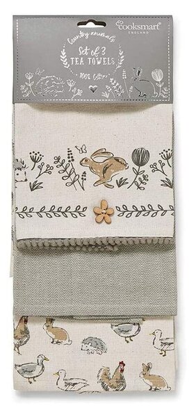 Set di strofinacci in cotone 3 pz 45x65 cm Country Animals – Cooksmart ®