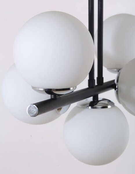 Lampada da soffitto bianca e nera con paralume in vetro ø 15 cm Sail - Squid Lighting