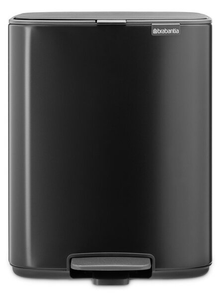 Cestino per la spazzatura nero opaco in acciaio con pedale 12 l Bo – Brabantia