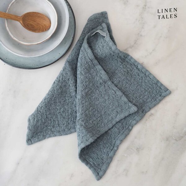 Asciugamani di lino in set da 2 26x26 cm Blue Fog - Linen Tales