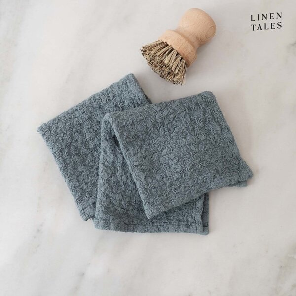 Asciugamani di lino in set da 2 26x26 cm Blue Fog - Linen Tales