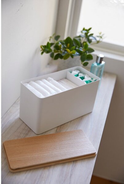 Organizer bianco con coperchio in compensato Yamazaki Rin - YAMAZAKI