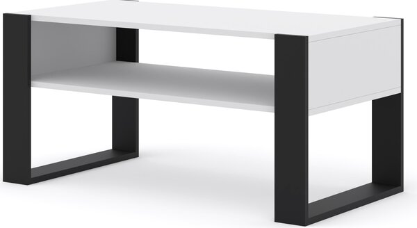 Tavolino MONDI 100 x 50 cm Tavolino con ripiano Bianco opaco / Nero