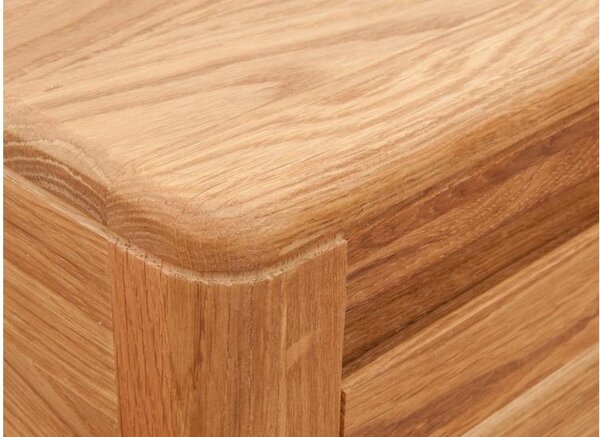 Tavolino alto con cassetto in legno massello naturale oliato