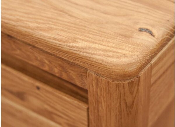 Tavolino alto con cassetto in legno massello naturale oliato