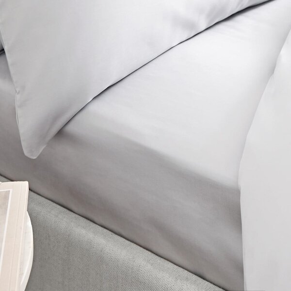 Lenzuolo classico grigio in cotone sateen, 135 x 190 cm - Bianca