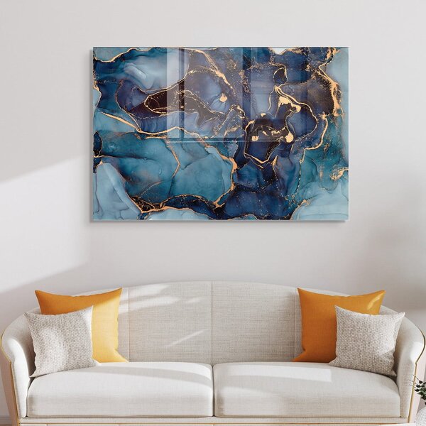 Pittura su vetro 100x70 cm Dark Marble - Wallity
