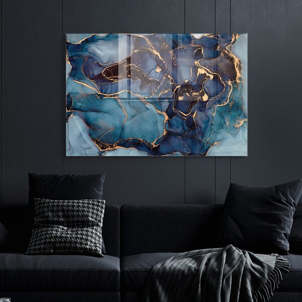 Pittura su vetro 100x70 cm Dark Marble - Wallity