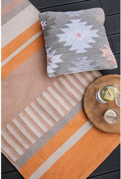 Tappeto bifacciale beige-arancio per esterni in plastica riciclata , 80 x 180 cm Bella - Green Decore