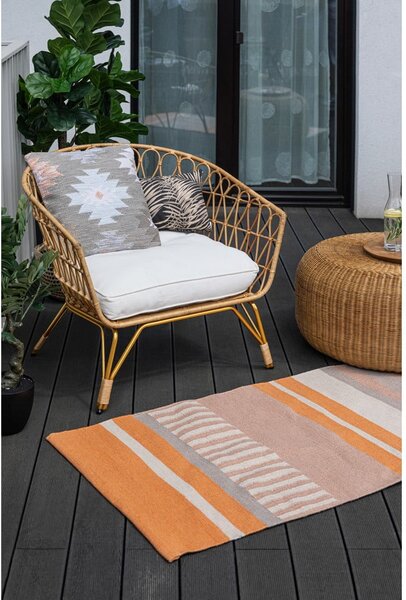 Tappeto bifacciale beige-arancio per esterni in plastica riciclata , 80 x 180 cm Bella - Green Decore