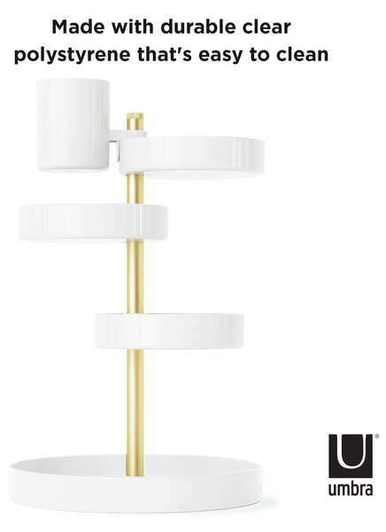 Organizer da bagno in plastica bianca per cosmetici Pirouette - Umbra