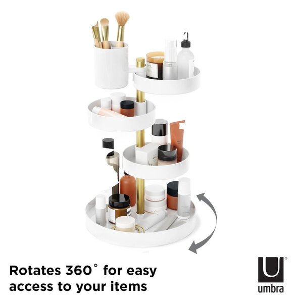 Organizer da bagno in plastica bianca per cosmetici Pirouette - Umbra