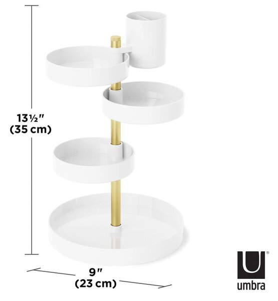 Organizer da bagno in plastica bianca per cosmetici Pirouette - Umbra