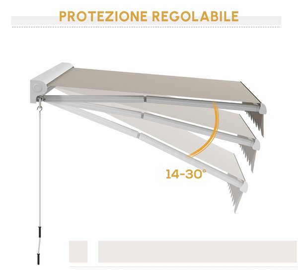 Outsunny Tenda Avvolgibile Elettrica con Telecomando e Manovella Manuale, Struttura in Alluminio, 250x200x150 cm, Crema | Aosom Italy