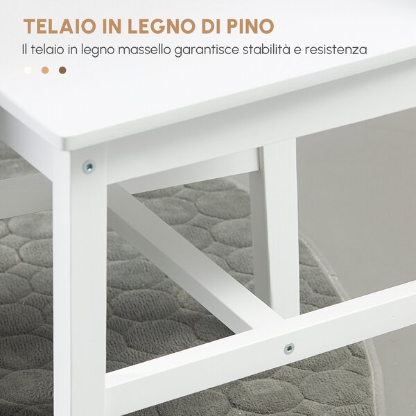 HOMCOM Set da 4 sedie da pranzo sedie da cucina sedie, legno massiccio, 41 cm x 46,5 cm x 85,5 cm, Bianco | Aosom Italy