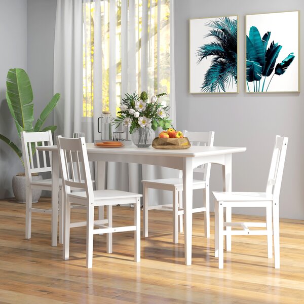 HOMCOM Set da 4 sedie da pranzo sedie da cucina sedie, legno massiccio, 41 cm x 46,5 cm x 85,5 cm, Bianco | Aosom Italy