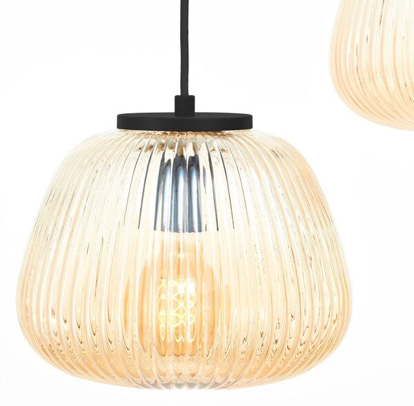 Brilliant Lampada a sospensione Kaizen, Ø 40 cm, ambra, a 3 luci, vetro