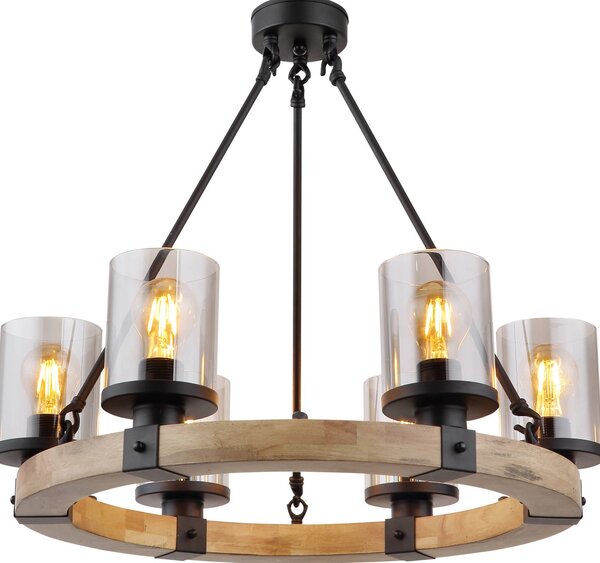 Globo Lampada a sospensione Lila, dimmerabile, Legno scuro, Soggiorno / Sala da pranzo, Legno, Campagna / Rustiche, Lampada a sospensione