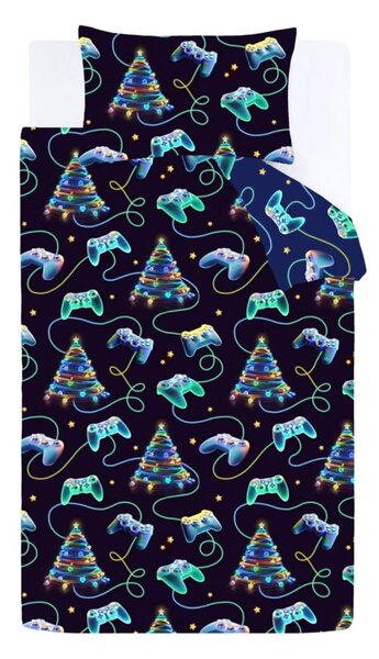 Set copripiumino e federa nero e blu per letto matrimoniale 200x200 cm Christmas Gamer – Catherine Lansfield