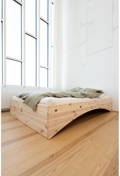 Letto matrimoniale di colore naturale in pino massiccio senza testiera 140x200 cm Orbit – Karup Design