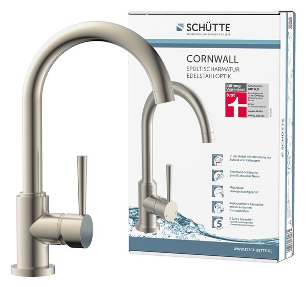 Miscelatore per lavello SCHÜTTE CORNWALL look acciaio inox