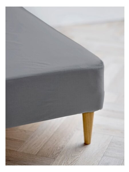 Lenzuolo elasticizzato grigio in cotone biologico 180x200 cm Calm - Södahl