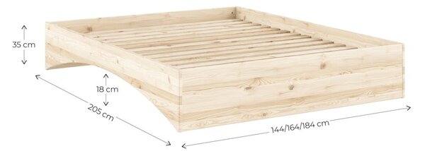 Letto matrimoniale di colore naturale in pino massiccio senza testiera 140x200 cm Orbit – Karup Design