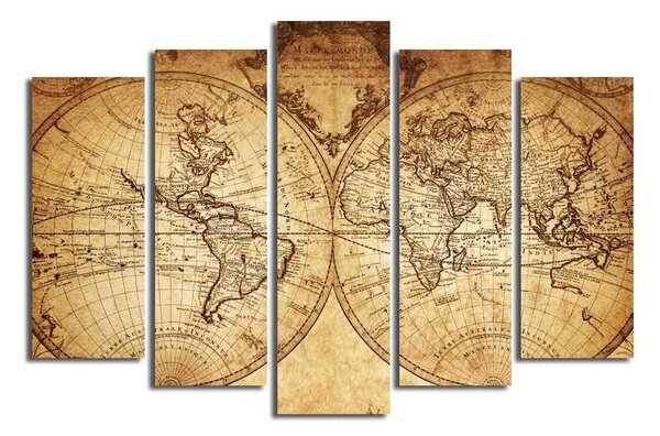 Quadro a più parti Grande mappa del mondo, 105 x 70 cm - Wallity