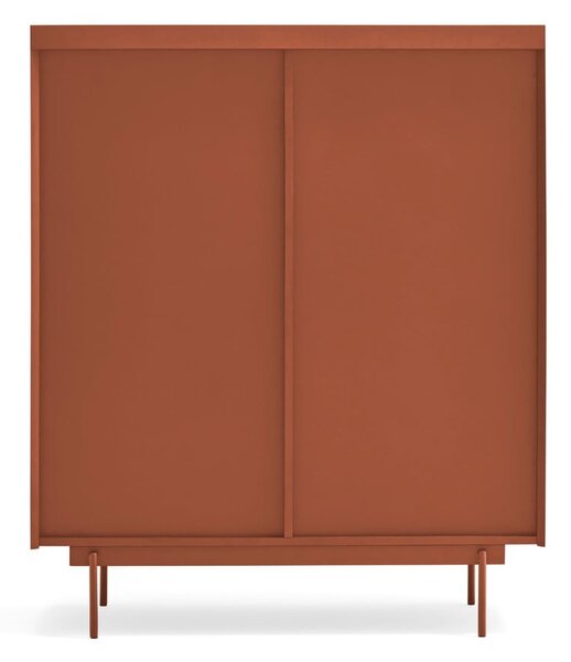 Cassettiera alta in rovere decorato in colore naturale mattone 100x45 cm Otto - Teulat