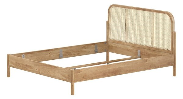 Letto matrimoniale di colore naturale in rovere massiccio rete non inclusa 160x200 cm Olive Rotan – Vipack