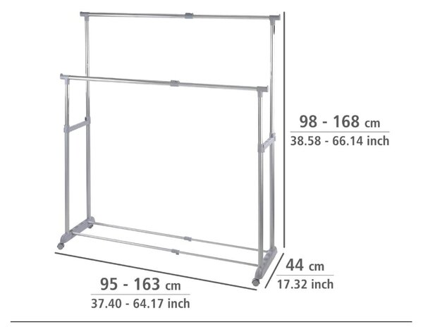 Appendiabiti telescopico/mobile in metallo grigio Twin - Wenko