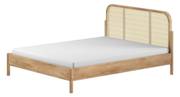 Letto matrimoniale di colore naturale in rovere massiccio rete non inclusa 160x200 cm Olive Rotan – Vipack