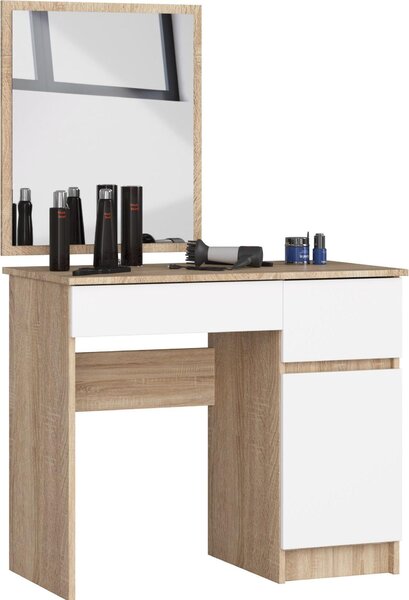 Akord Toeletta Con Specchio In Rovere Sonoma E Bianco 90X50X142