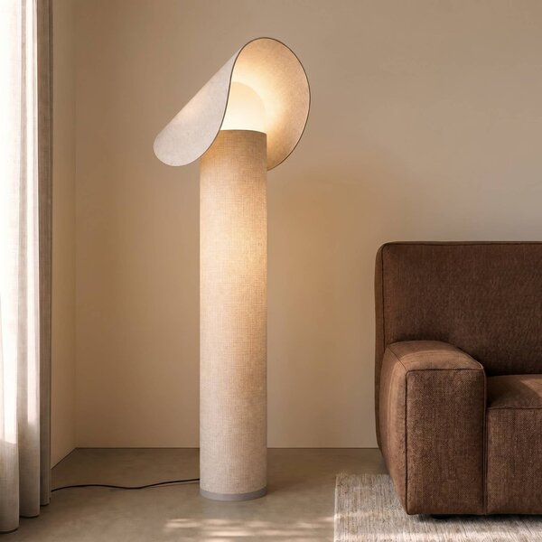Lampada da terra Tamani Lucande, dimmerabile, Crema / Ambra, Soggiorno / Sala da pranzo, Tessuto / Stoffa / Seta, Design, Lampada da terra