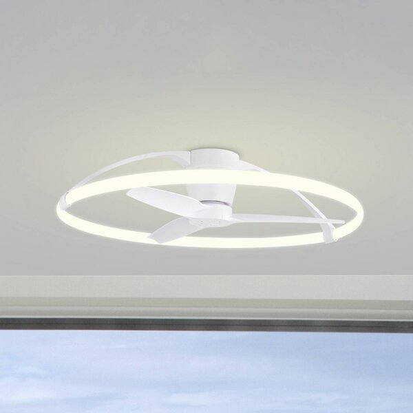 Mantra Iluminación Ventilatore da soffitto LED Smart Nepal, bianco, CC, silenzioso dimmerabile, Bianco / Opale, Soggiorno / Sala da pranzo, Metallo, Moderno